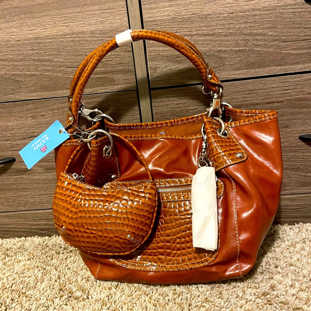 Kathy Van Zeeland Cognac Purse with Small Coin Purse